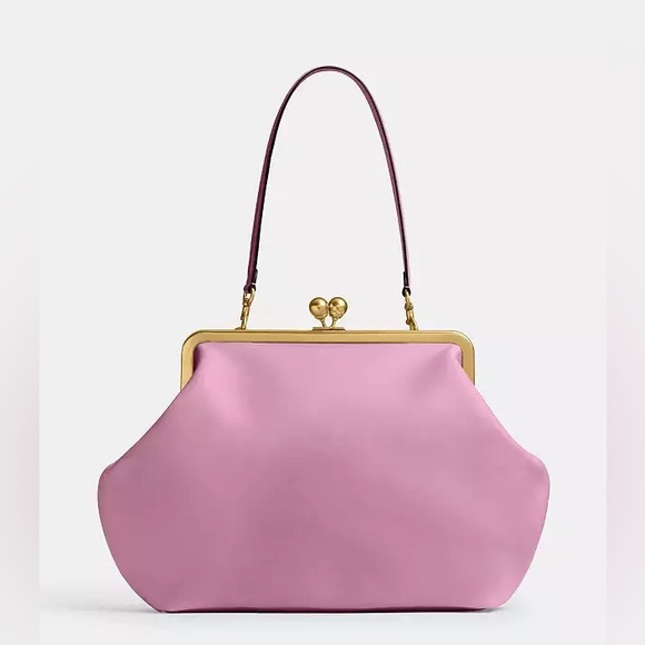 NWT Coach Large Kisslock Frame Bag Rose - Picture 1 of 4
